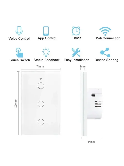 GGBEE Умный Wi-Fi Выключатель Света Tuya 1 2 3 4 Gang 110V 2, вариант, фото 5