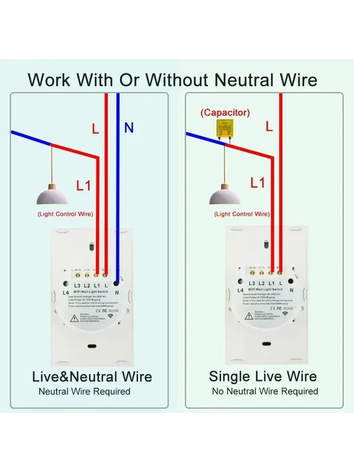 GGBEE Умный Wi-Fi Выключатель Света Tuya 1 2 3 4 Gang 110V 2, вариант, фото 6