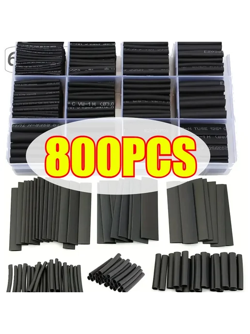 Нет бренда Термоусадочные трубки PE 2 1 черный 164 шт 328pcs (bags), 164 шт, 328 шт, фото 2