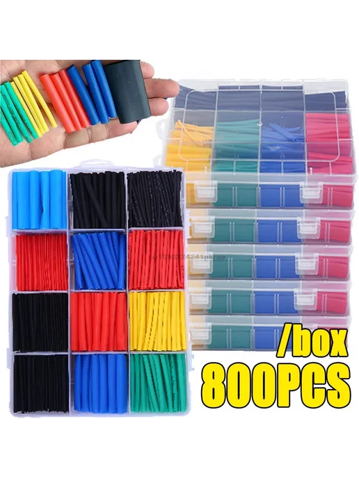 Нет бренда Термоусадочные трубки PE 2 1 черный 164 шт 328pcs (bags), 164 шт, 328 шт, фото 3