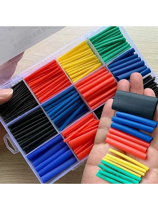 Нет бренда Термоусадочные трубки PE 2 1 черный 164 шт 328pcs (bags), 164 шт, 328 шт, фото 4