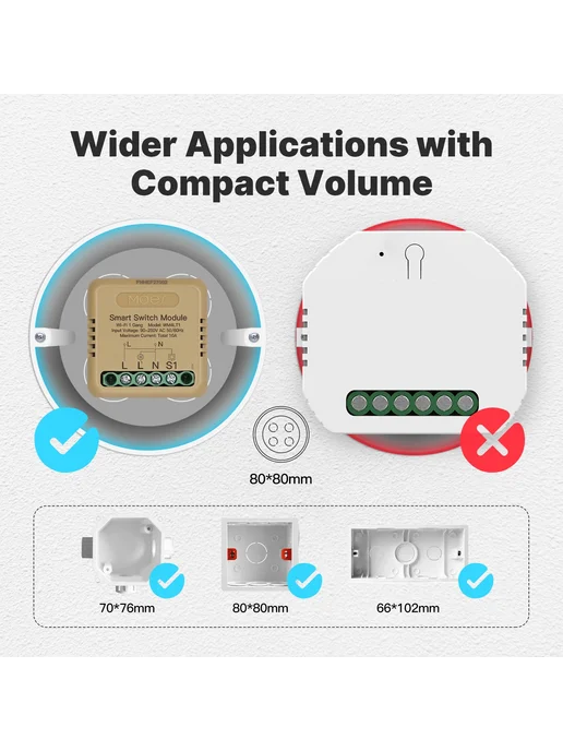 Модуль Мини-выключателя MOES Tuya Smart WiFi ZigBee На 1-4 К, вариант, фото 3