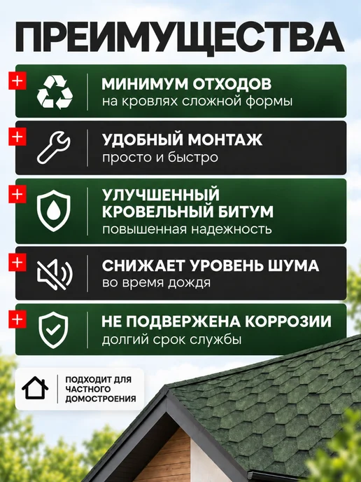 ТехноНИКОЛЬ Гибкая черепица для кровли Оптима Соната серый 3 м², зеленый, фото 2