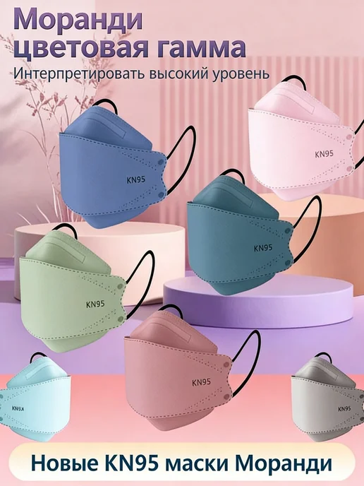 Маска-повязка на лицо, 60 шт, 60 шт, фото 4