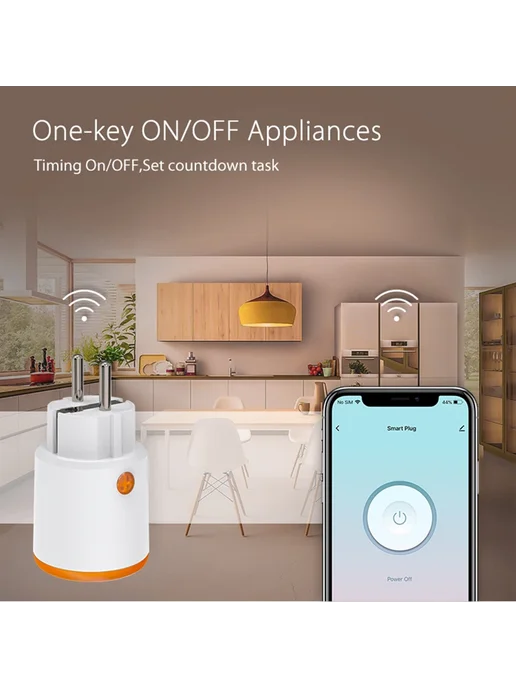 GDVONE Умная розетка Zigbee 16A EU 1 Piece zigbee, оранжевый, фото 5