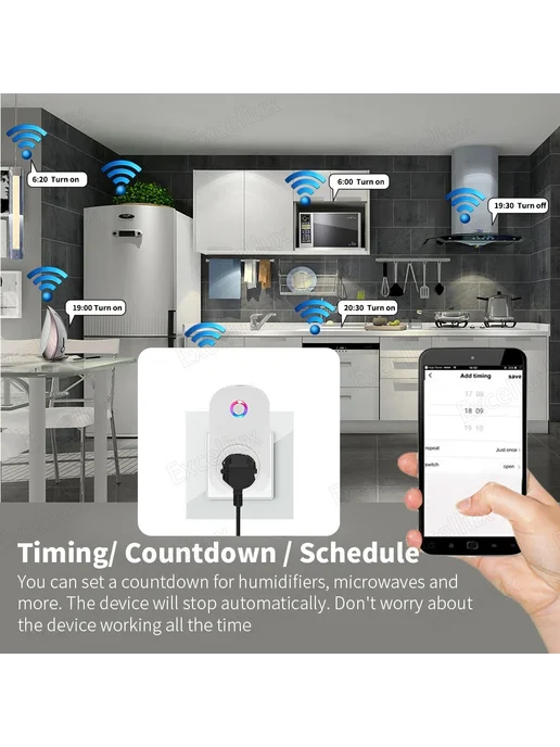 Нет бренда Умная Wi-Fi розетка Tuya 16А, Нет бренда, фото 6