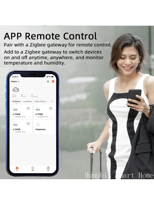 mumubiz Tuya Smart TH10 Zigbee 4-канальный выключатель с дат, вариант, фото 4