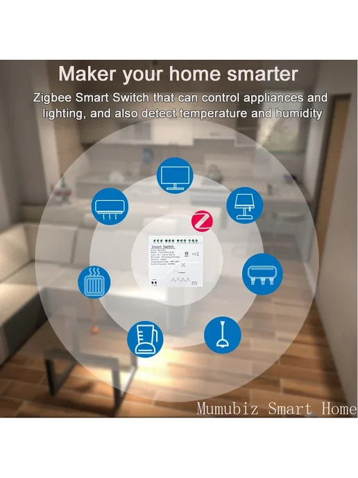 mumubiz Tuya Smart TH10 Zigbee 4-канальный выключатель с дат, вариант, фото 7