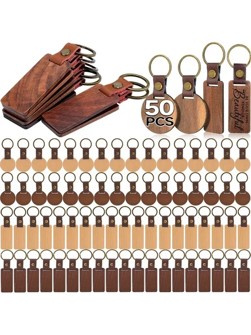 Деревянные брелоки из дерева 100 шт. 10pcs, Rectangle-01, 100 шт, 10 шт, фото 3