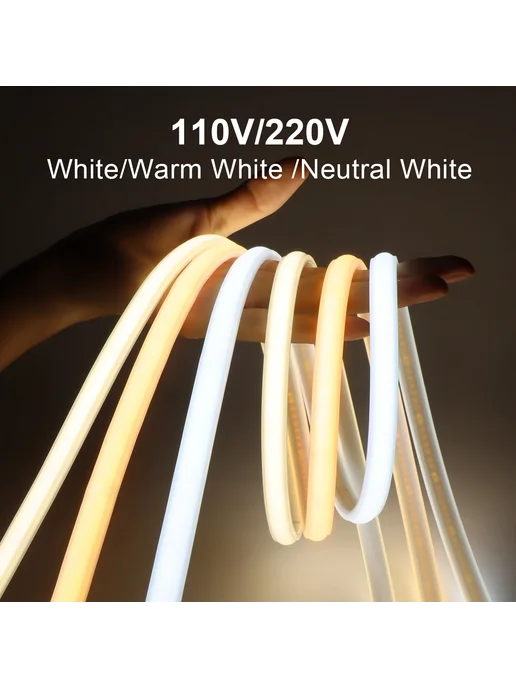 Rybakov Lcamaw Светодиодная лента COB 220В, белая, гибкая, Neutral W, белый, в упаковке 1 кг, фото 3