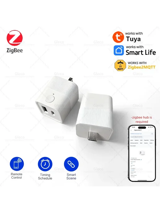 Gleco Умный адаптер Zigbee 2 портов USB+Type-C Style1, вариант, фото 2