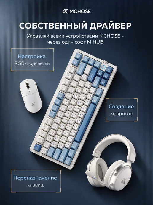 MCHOSE Наушники игровые беспроводные V9 Pro Over-Ear Headphones, белый, фото 2