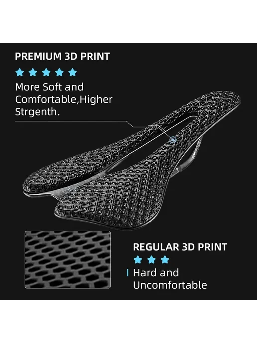 RYET Ultralight Седло для шоссейного и горного велосипеда 3D, черный, фото 4