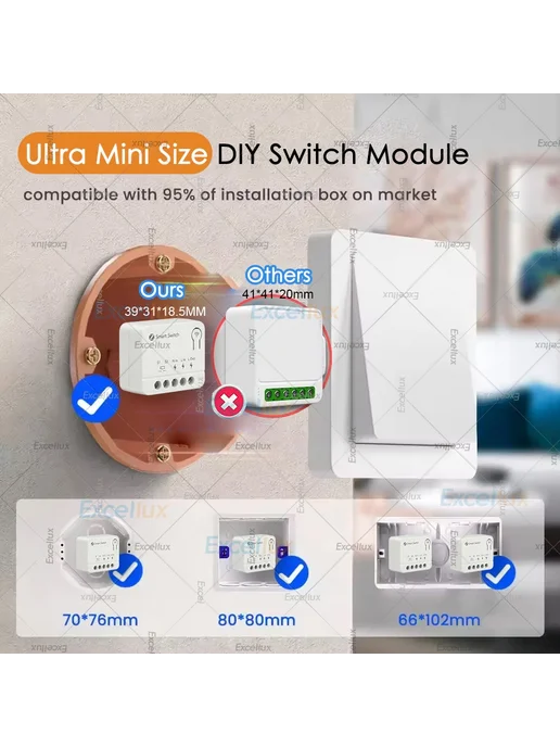 Мини модуль умного выключателя Zigbee 10А для самос, вариант, фото 3