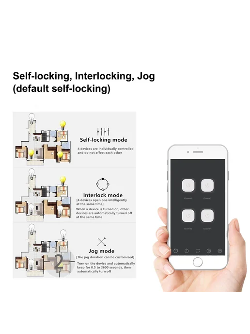 Scimagic-RC Ewelink Smart WiFi реле-переключатель 1 канал, AC DC 7-32V, в упаковке 123 г, фото 5