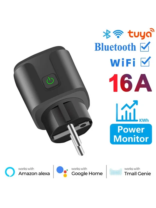 Szaoju Smart Socket EU 16A 20A AC100-240V Wi-Fi Black 16A, черный