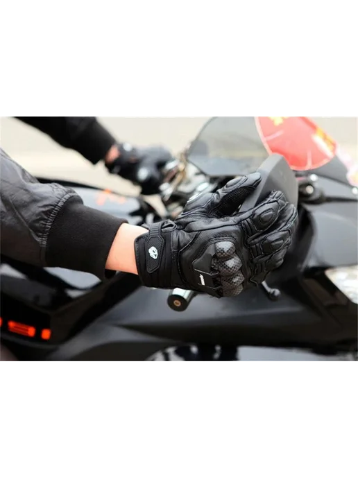 Мотоперчатки черные, размер L, черный, фото 7