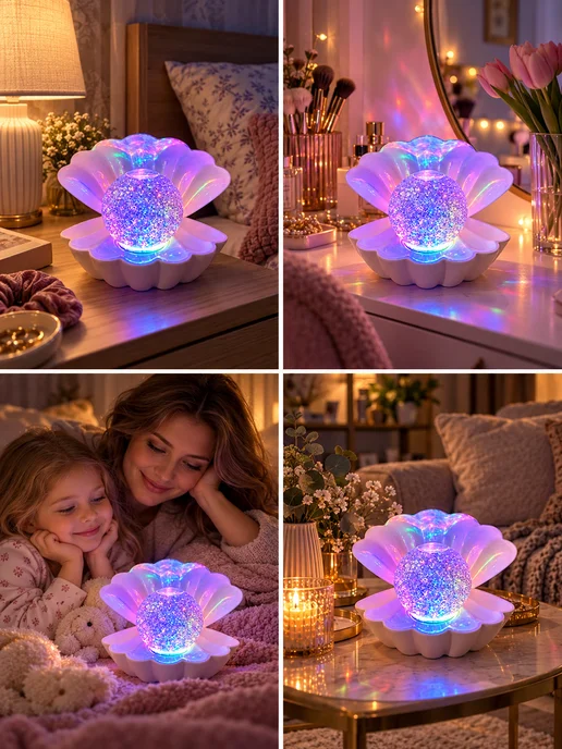 Ночник ракушка с жемчужиной LED, подарок девочке и девушке, вариант, фото 8