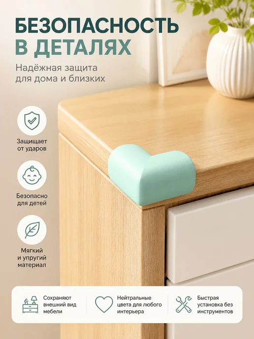 Защитные уголки для мебели, 4 шт, черные, из EVA, 4 шт, фото 7