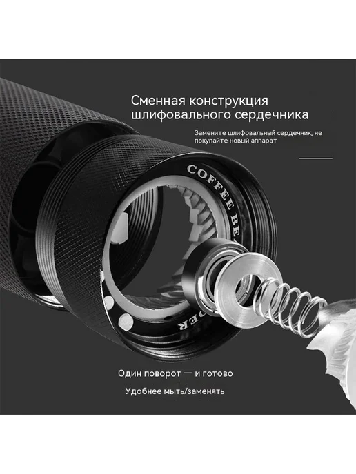 Ручная мельница для кофе с жерновами из нержавеющей стали, вариант, фото 6