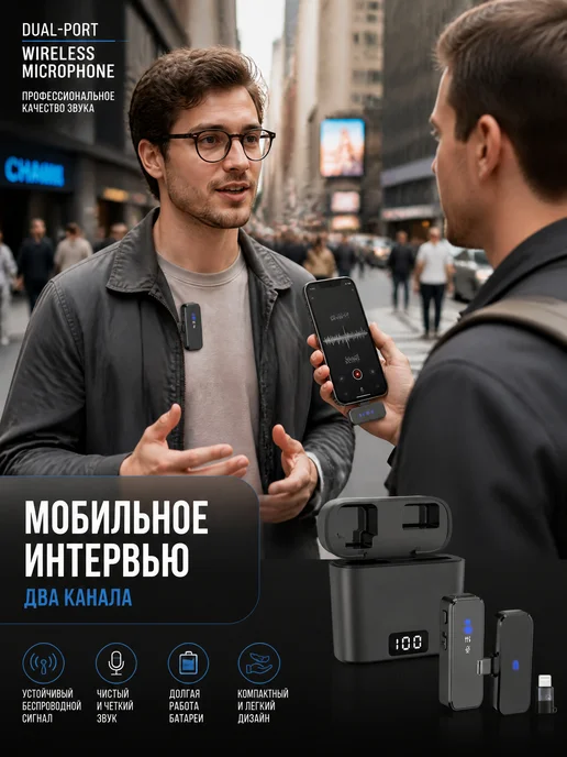 Микрофон для беспроводной Android и iPhone, черный, фото 6