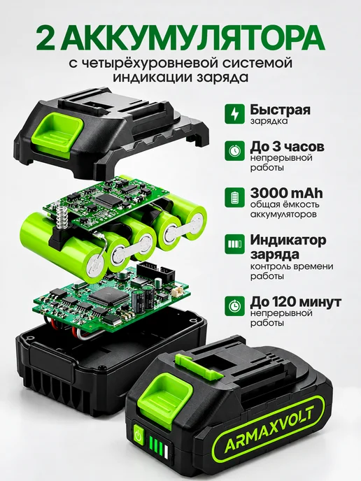 ARMAXVOLT Кусторез садовый аккумуляторный мощный, вариант, фото 8