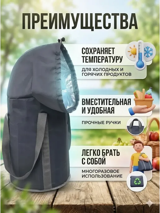 бан3 Изотермическая термосумка для продуктов и доставки, вариант, фото 3