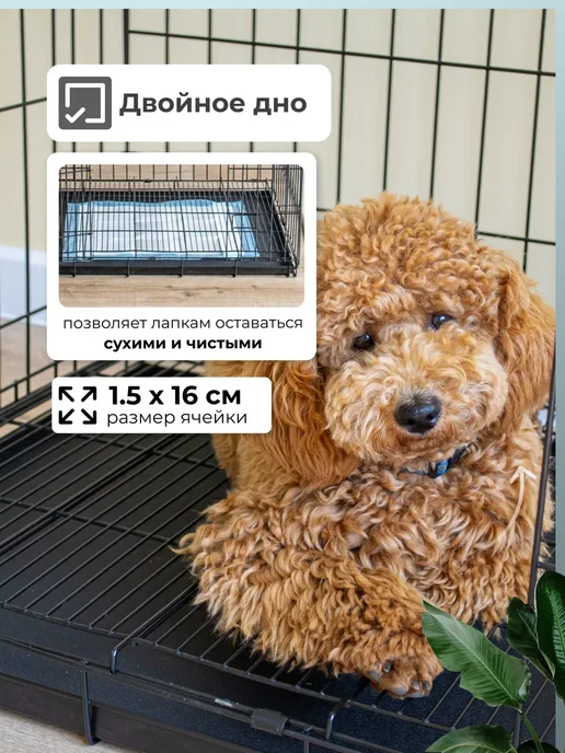WIKIZOO Клетка для собак 84х61х66 см с двойным дном, 84x61x66 см, фото 4