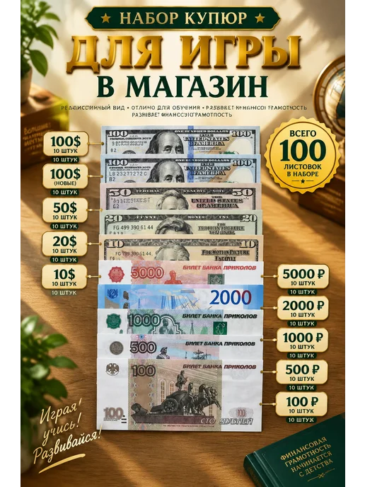 Филькина грамота Сувенирные деньги рубли, 100 купюр, вариант, фото 2