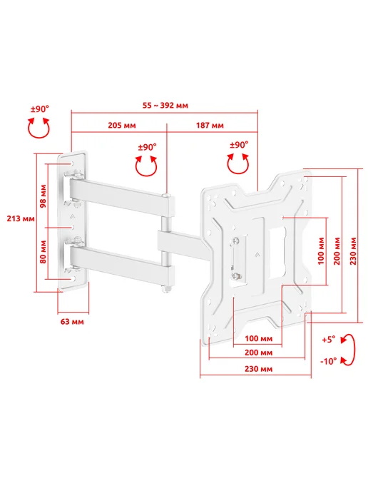 UniTeki 4337 Кронштейн для телевизора на стену 22"-50" FM1674EW, белый, фото 8