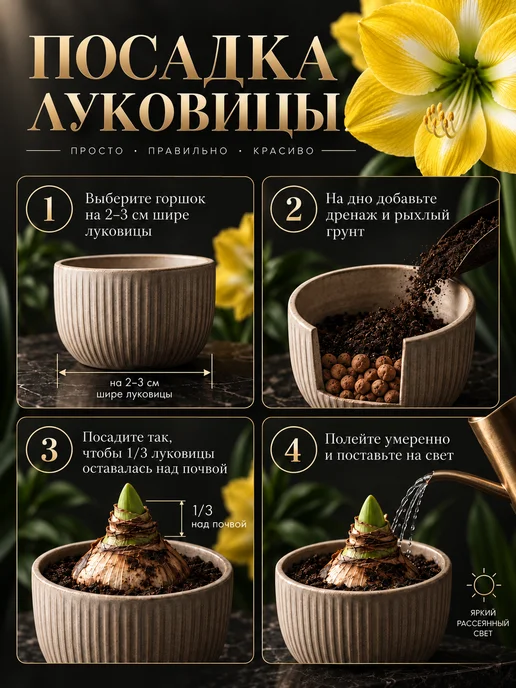 Амариллис Луковица Yellow Star 1 шт, 1 шт, фото 4