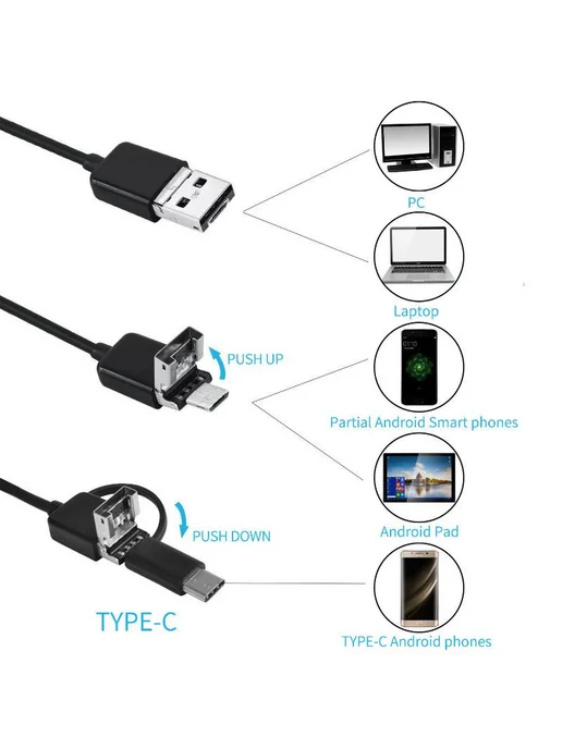 Мини-видеоэндоскоп с 6 светодиодами и USB-C, вариант, фото 4