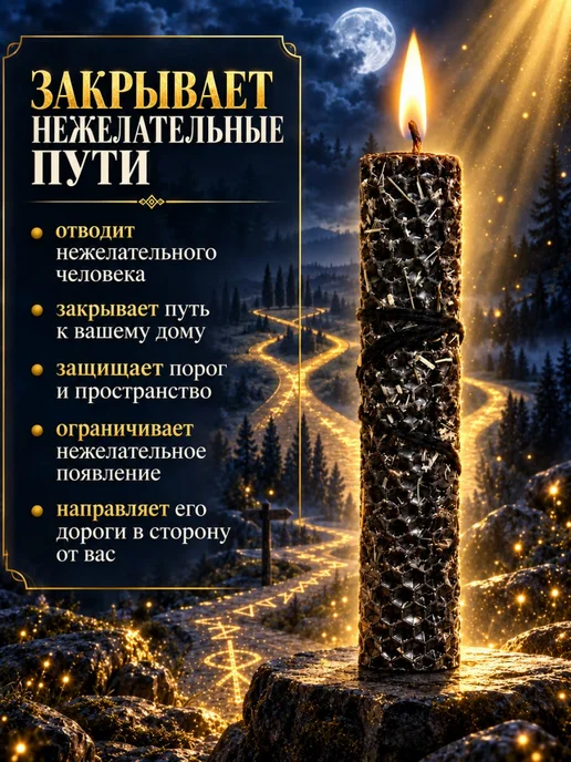 Карина Таро Свеча магическая "Путы дорог", черный, фото 5