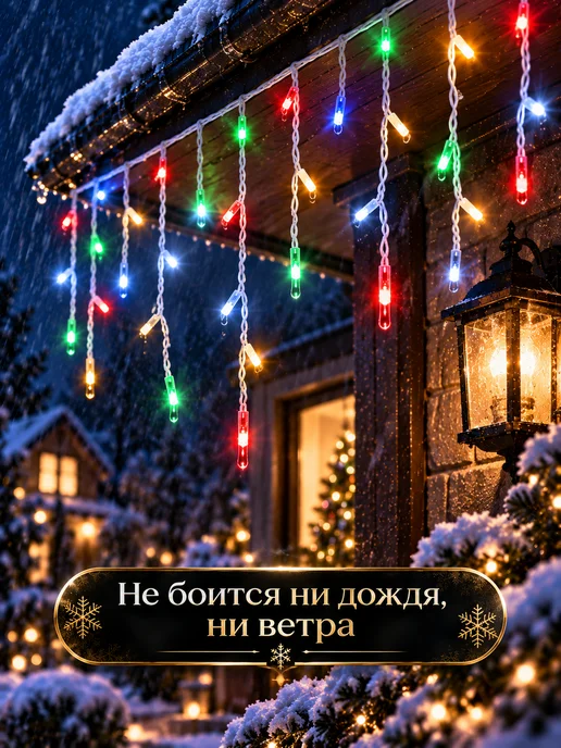 SILKYDREAMWAY Гирлянда уличная бахрома 25 м желтая, 25 м, фото 6
