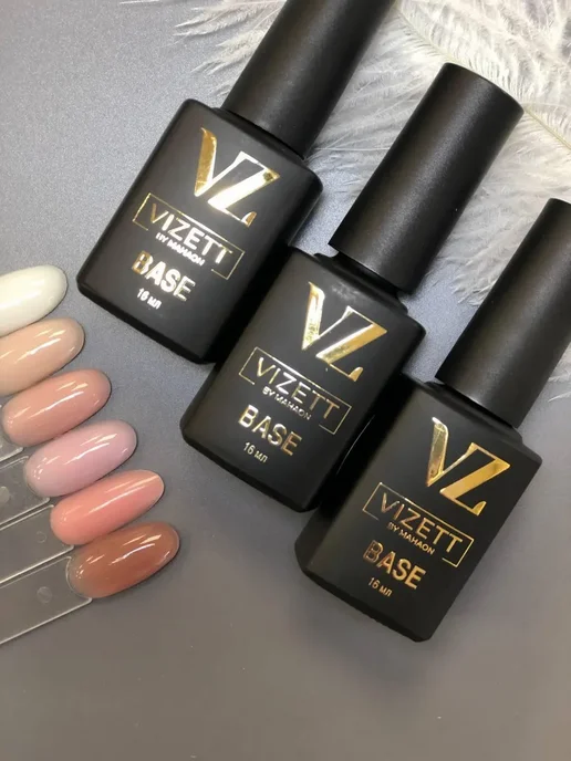 VIZETT Коричневая камуфлирующая база для ногтей "Стильный беж", коричневый, фото 6