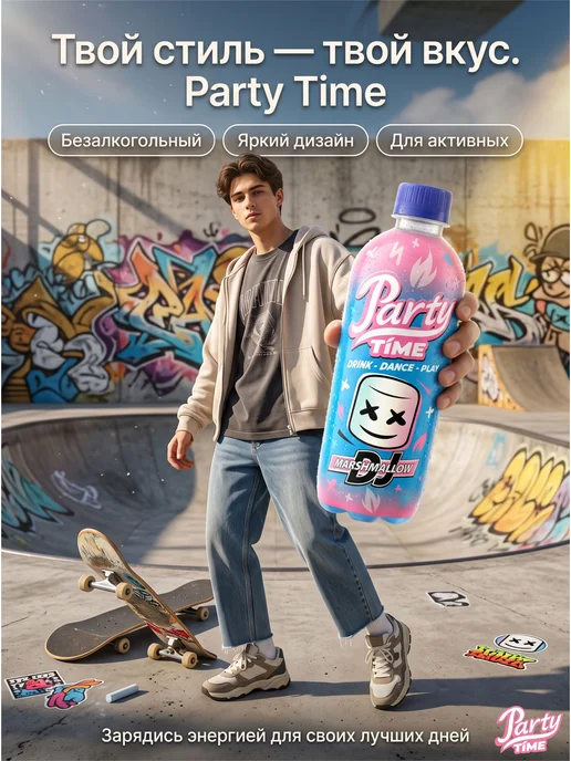 Party Time Лимонад "DJ MARSHMALLOW" со вкусом маршмеллоу -12 штх500 мл, 500 мл, фото 5