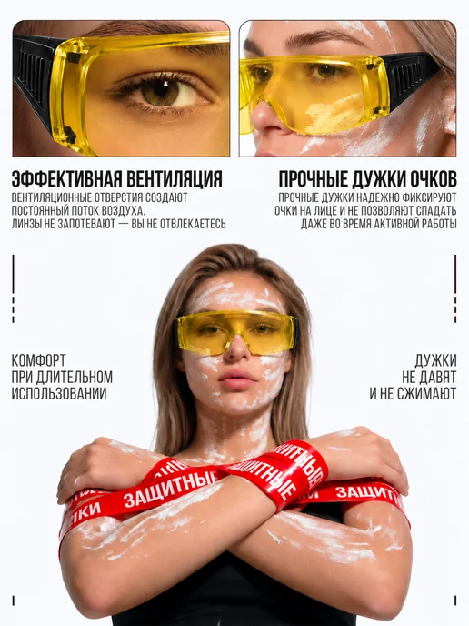 USP ФОРМУЛА УСПЕХА Очки защитные открытые прозрачные, желтый, фото 2