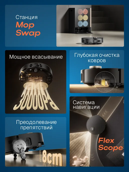 Dreame Робот-пылесос Trouver MOBIUS 60 30000 Па с базой, черный, фото 2