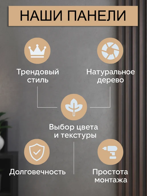 1_NABOKALE_NN Стеновые декоративные панели - рейки на стену, коричневый, фото 6