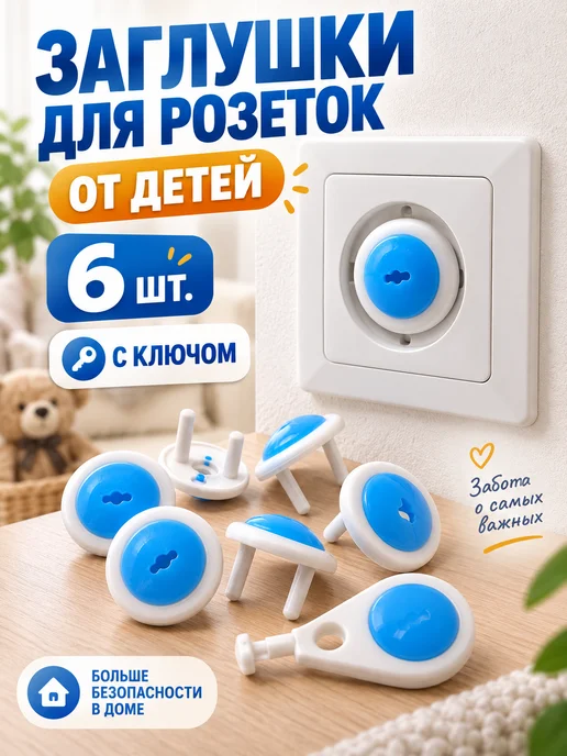 Виалина2 Заглушки для розеток от детей с ключом белые, белый