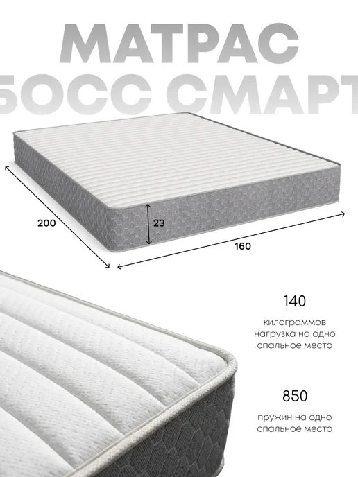 Divan Boss Комплект Кровать Босс Лайн Монолит серый + Матрас 160*200, 160x200, фото 3