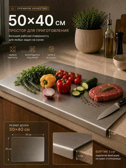 Lolocandy by Home Доска разделочная металлическая 50х40, 50x40, фото 2