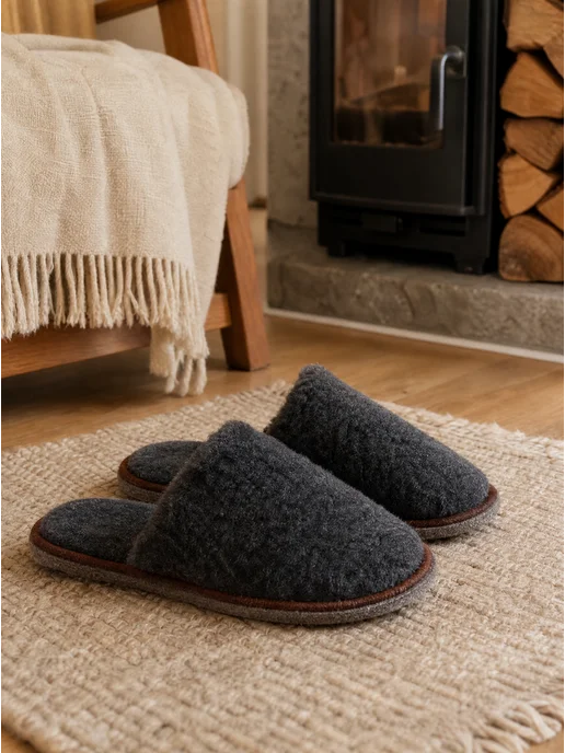 Hometop тапочки комнатные домашние меховые мягкие теплые, черный, фото 5