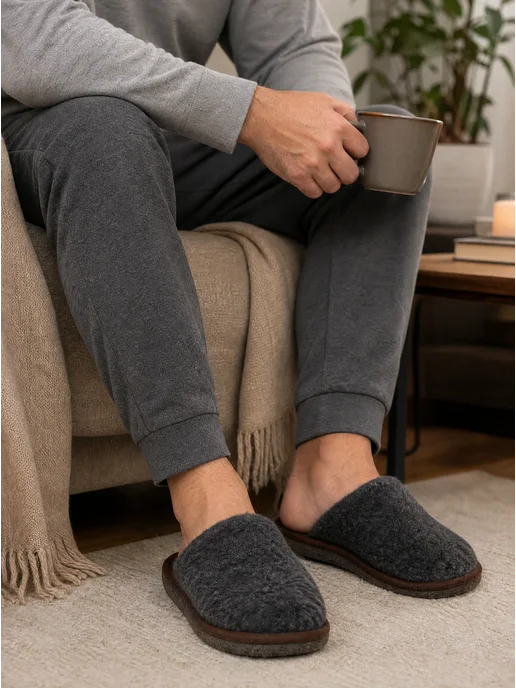 Hometop тапочки комнатные домашние меховые мягкие теплые, черный, фото 6