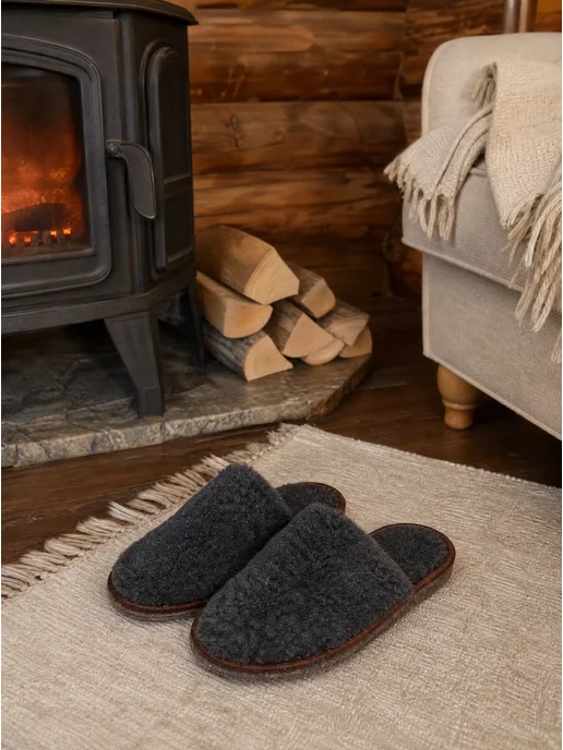 Hometop тапочки комнатные домашние меховые мягкие теплые, черный, фото 7