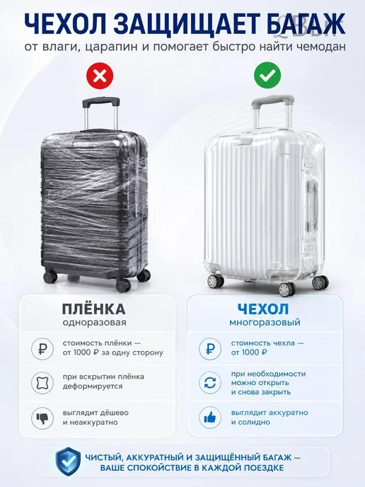 Прозрачный чехол для чемодана L, прозрачный, фото 4