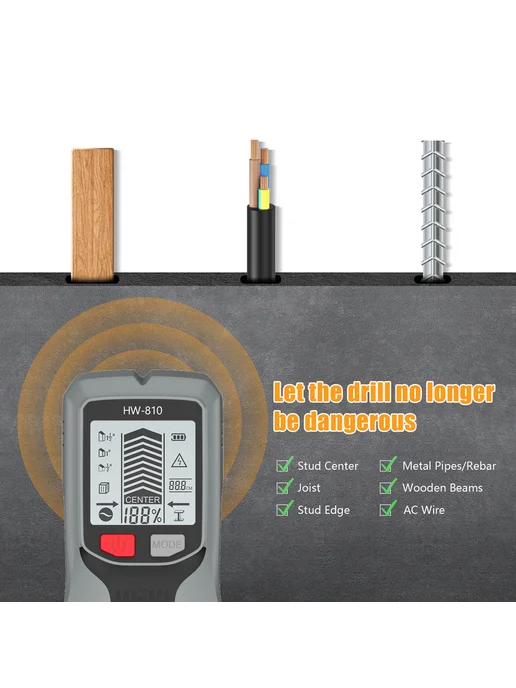 6в1 Указатель скрытых кабелей, досок, металлов для стены, се, вариант, фото 7