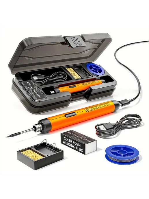 Маленький USB-паяльник 5V8W на Type-C, оранжевый, перезаряем, 8 Вт, фото 4