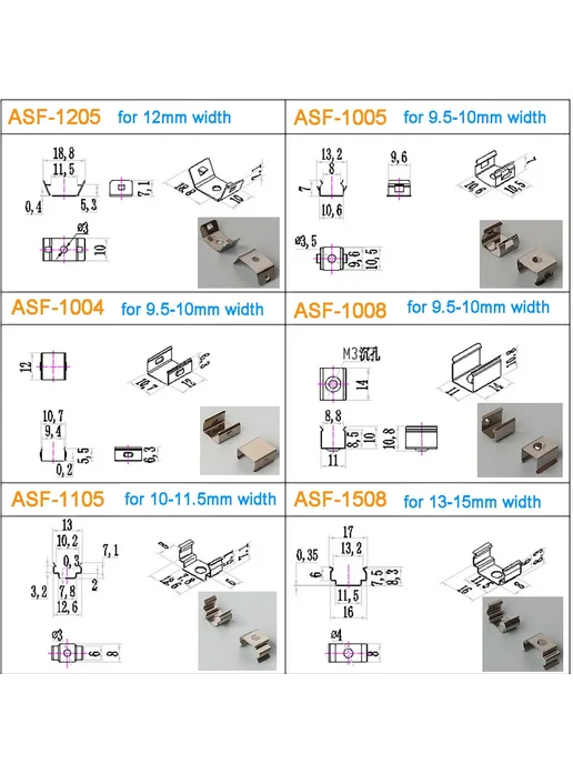 Нет бренда Металлические зажимы для светодиодных лент ASF2007 ASF 10PCS, 10 шт, фото 2