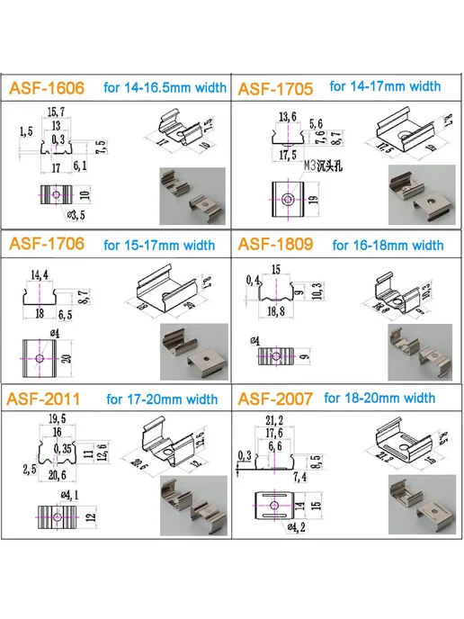 Нет бренда Металлические зажимы для светодиодных лент ASF2007 ASF 10PCS, 10 шт, фото 3